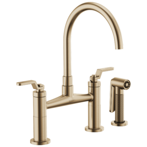 Litze Bridge Faucet with Arc Spout and Industrial Handle - Luxe Gold 62544LF-GL Brizo