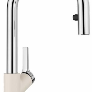 Urbena Kitchen Faucet with Pulldown Spray - Chrome/Soft White 526932 Blanco
