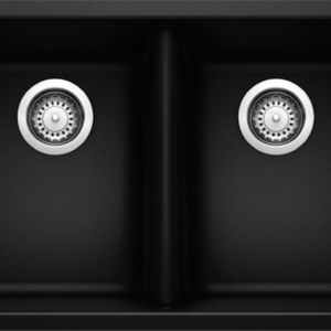 Horizon U 2 Bowl Silgranit Undermount Kitchen Sink - Coal Black 402679 Blanco