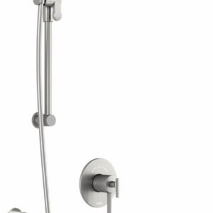 RoundOne TCD1 Thermostatic Coaxial Shower System with Wall Arm (Less Valve) - Pure Nickel BF1637-125 Kalia