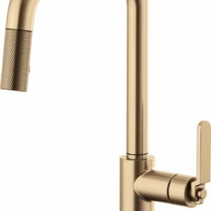 Litze SmartTouch Kitchen Faucet with Pulldown Spray Square Spout and Industrial Handle - Luxe Gold 64054LF-GL Brizo