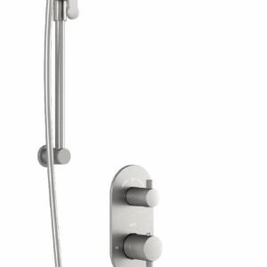 RoundOne TD3 Thermostatic Integrated Diverter Tub and Shower System with Vertical Ceiling Arm (Less Valve) - Pure Nickel BF1643-125-001 Kalia