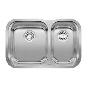 Essential U 1-1/2 2 Bowl Undermount Kitchen Sink - Stainless 400006 Blanco