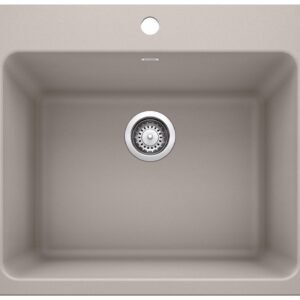 Liven 1 Bowl Silgranit Dual Mount Laundry Sink - Truffle 401907 Blanco
