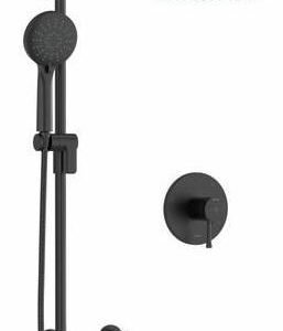 Edge Thermostatic Tub & Shower Faucet with Ceiling Shower Arm - Black KIT1345EDTMBK-6 RIOBEL