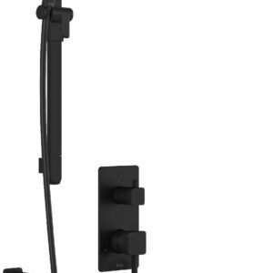 SquareOne TD3 Plus Thermostatic Integrated Diverter Tub and Shower System with Vertical Ceiling Arm (Less Valve) - Matte Black BF1655-160-101 Kalia