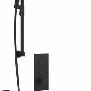 RoundOne TB3 Premia Thermostatic Push-Button Shower System with Vertical Ceiling Arm (Less Valve) - Matte Black BF2067-160-201 Kalia