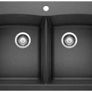 Diamond 210 2 Bowl Silgranit Drop-In Kitchen Sink - Anthracite 400056 Blanco