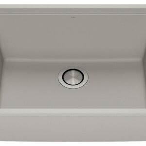 Bacia 25" Granistone 1 Bowl Undermount Kitchen Sink with Silicone Mat & Drain - Gris/Gray KS2120-330 Kalia