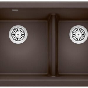 Ikon 33 1-3/4 2 Bowl Low Divide Undermount Apron Front Kitchen Sink - Cafe 402333 Blanco
