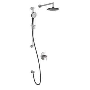 Kontour TCD1 Thermostatic Coaxial Shower System with Wall Arm (less Valve) - Black/Chrome BF1721-150 Kalia