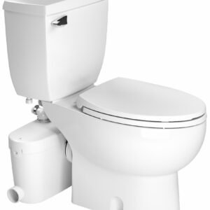 SaniAccess3 Elongated Toilet Combo with Macerating Pump for Ful Bathroom Application - White 082 + 087 + 005 Saniflo