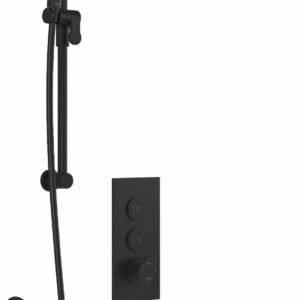 RoundOne TB2 Plus Thermostatic Push-Button Shower System with Vertical Ceiling Arm - Matte Black BF2064-160-101 Kalia