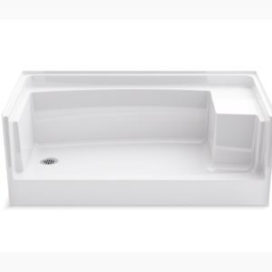 Bowen 60" x 31-1/4" LH Drain Shower Base with RH Seat & 21" Knee Wall - White GR5410L-0 Hytec