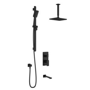 Kareo TD3 Thermostatic Integrated Diverter Shower System with Vertical Ceiling Arm - Matte Black BF1982-160-001 Kalia