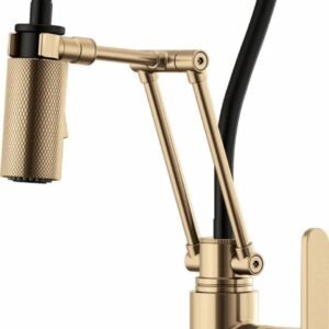 Litze SmartTouch Articulating Kitchen Faucet with Industrial Handle - Luxe Gold 64244LF-GL Brizo