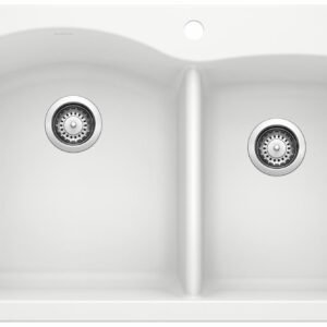 Diamond 1-3/4 2 Bowl Silgranit Drop-In Kitchen Sink - White 400059 Blanco