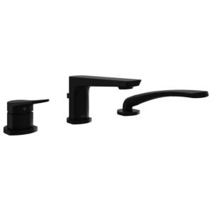 Moroka 3-Piece Pressure Balance Deck Mount Tub Filler with Hand Shower - Matte Black BF1918-160 Kalia
