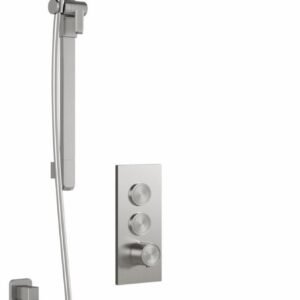 SquareOne TB2 Thermostatic Push-Button Shower System with Wall Arm (Less Valve) - Pure Nickel BF2069-125 Kalia