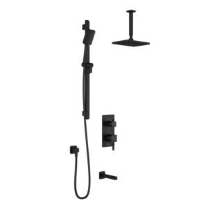 SquareOne TD3 Thermostatic Integrated Diverter Shower System with Vertical Ceiling Arm - Matte Black BF1654-160-001 Kalia