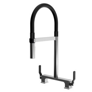 SkyRidge Bridge Kitchen Faucet with PVC Pullout Spray - Chrome/Black KF1713-150 Kalia