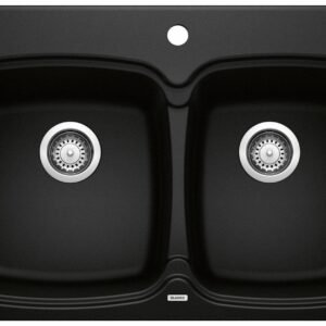 Vienna 210 1.75 Bowl Drop-In Silgranit Sink - Coal Black 402627 Blanco