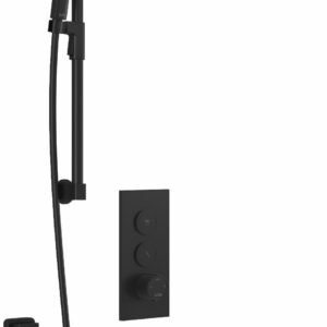 RoundOne TB2 Premia Thermostatic Push-Button Shower System with Wall Arm - Matte Black BF2064-160-200 Kalia