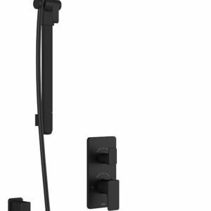 Kareo TD2 Plus Thermostatic Integrated Diverter Shower System with Wall Arm (Less Valve) - Matte Black BF1992-160-100 Kalia