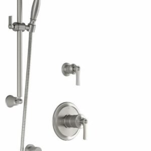 Rustik TD2 Thermostatic Shower System with Wall Arm (less valves) - Pure Nickel BF1520-125 Kalia