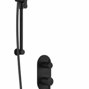 RoundOne PB4 2-Way Pressure Balance Integrated Diverter Shower System with Vertical Ceiling Arm - Matte Black BF2175-160-001 Kalia