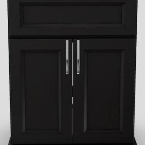 24" Shallow Vanity Bellrose with Slim Handles and Porcelain Sink Top - Brown Oak/Chrome PRESNGBOAKSCR Stonewood Cabinetry
