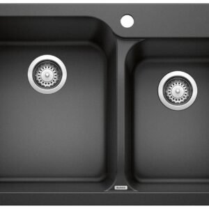 Vision 1-3/4 2 Bowl Silgraint Drop-In Kitchen Sink - Anthracite 401134 Blanco