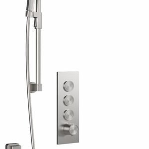 Moroka TB3 Premia Thermostatic Push-Button Shower System with Vertical Ceiling Arm (Less Valve) - Pure Nickel BF2098-125-201 Kalia