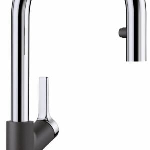 Urbena Kitchen Faucet with Pulldown Spray - Chrome/Anthracite 526392 Blanco
