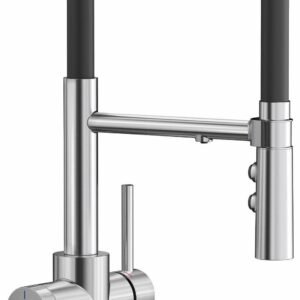 Catris Flexo Semi-Pro Kitchen Faucet with Filter & Pulldown Spray - Pvd Steel 442991 Blanco