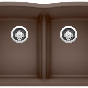 Diamond U 2 Bowl Low Divide Undermount Silgranit Sink - Cafe 401835 Blanco