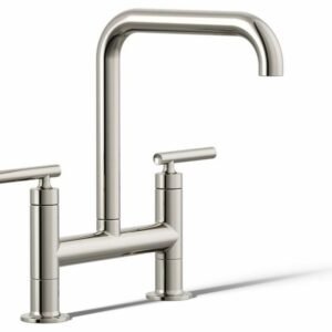 Purist 2-Hole Bridge Kitchen Faucet with 8-3/8" Spout - Vibrant Polished Nickel 7547-4-SN Kohler