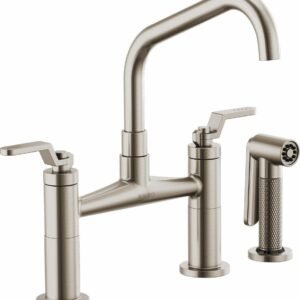 Litze Bridge Faucet with Angled Spout and Industrial Handle - Stainless 62564LF-SS Brizo