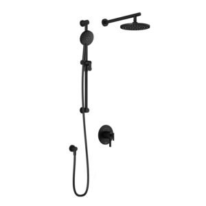 RoundOne TCD1 Thermostatic Coaxial Shower System with Wall Arm (less Valves) - Matte Black BF1637-160 Kalia