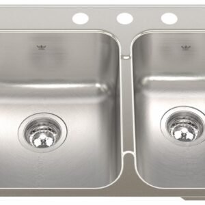Steel Queen 27-1/4" 3-Hole 1.5 Bowl Drop-In Kitchen Sink - Stainless Steel QCLA2027R-8-3 Kindred