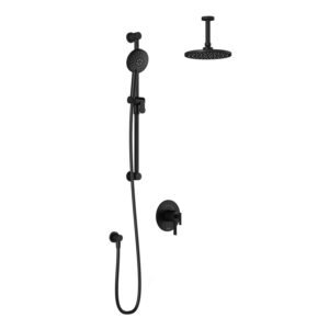 RoundOne TCD1 Thermostatic Coaxial Shower System with Vertical Ceiling Arm (less Valves) - Matte Black BF1637-160-001 Kalia