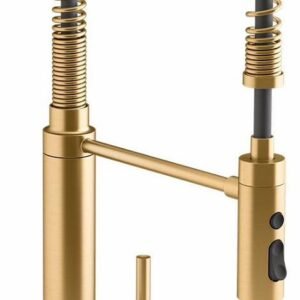 Purist Semi-Professional Kitchen Faucet with Spring Pulldown Spray - Vibrant Brushed Moderne Brass 24982-2MB Kohler