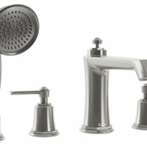 Rustik 4-Piece Deck Mount Tub Filler with Hand Shower - Pure Nickel BF1486-125 Kalia