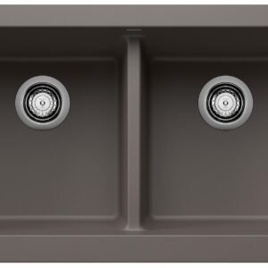 Vintera 33 2 Bowl Silgraint Apron Front Kitchen Sink - Volcano Gray 402944 Blanco