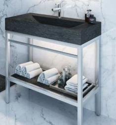 Regal 30 Console Table (Cabinet Only) - Stainless Steel/Limestone VNM-030-LIM-SS Stonewood Cabinetry