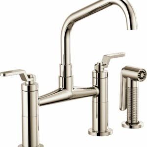 Litze Bridge Faucet with Angled Spout and Industrial Handle - Polished Nickel 62564LF-PN Brizo