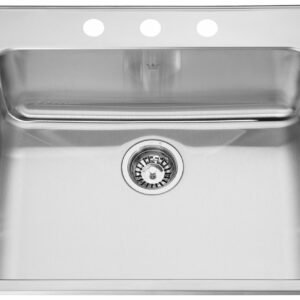 Steel Queen 25-1/4" 3-Hole 1 Bowl Drop-In Kitchen Sink - Stainless Steel QSLA2225-8-3 Kindred