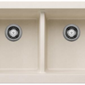 Vintera 33 2 Bowl Silgraint Apron Front Kitchen Sink - Soft White 402901 Blanco