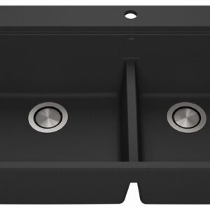 Bacia 33" Granistone 1.75 Bowl Drop-In Kitchen Sink with Silicone Mat & Drain - Matte Black KS2141-320 Kalia