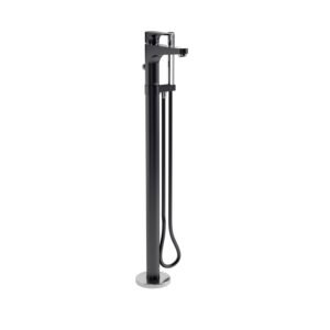 Kontour 2-Piece Floor Mount Tub Filler with Hand Shower - Black/Chrome BF1288-150 Kalia
